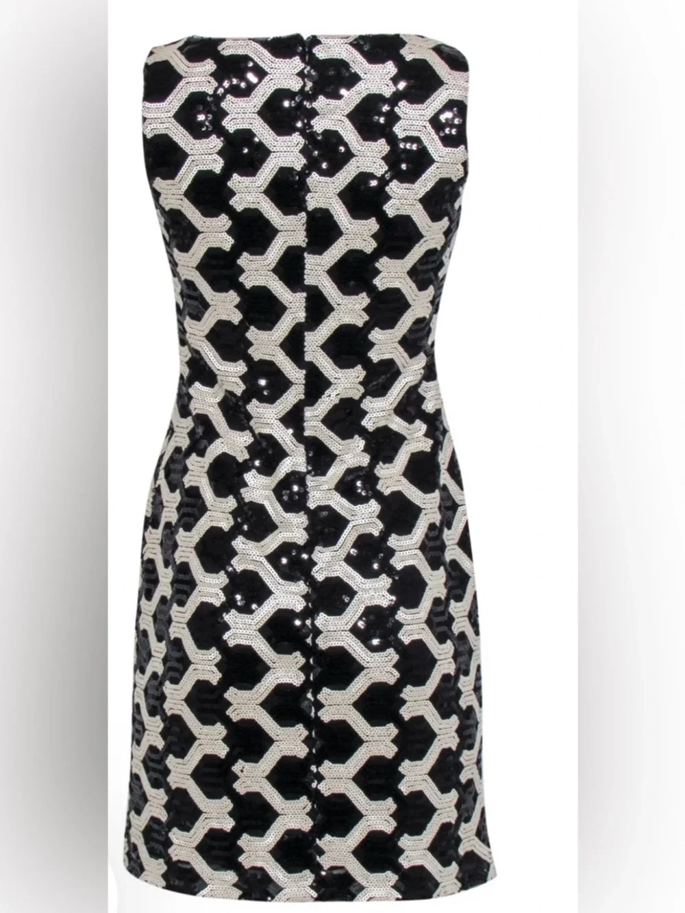 Ralph Lauren Black and White Strapless Geometric Sequin Dress - Picture 3 of 4